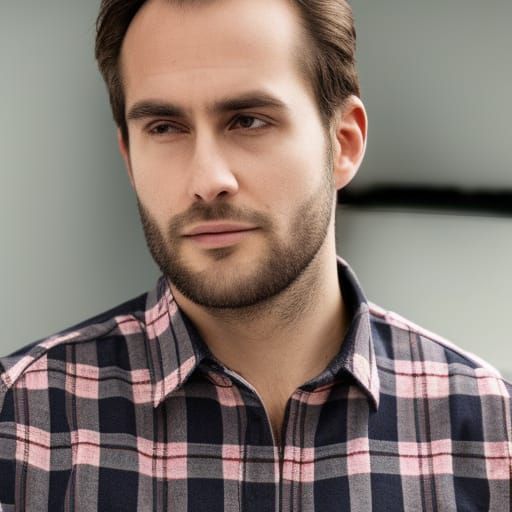 handsome man wearing flannel, receding hairline - AI Generated Artwork ...