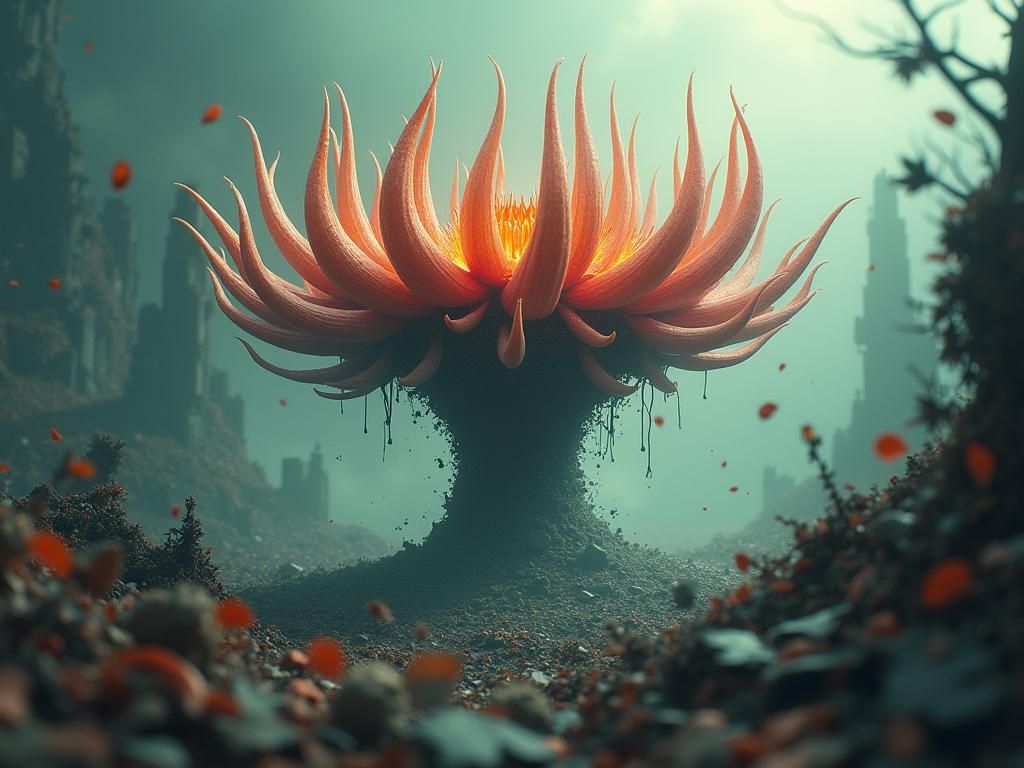 Surreal Eldritch Flower Blooms in Hyper-Realistic Nightmare