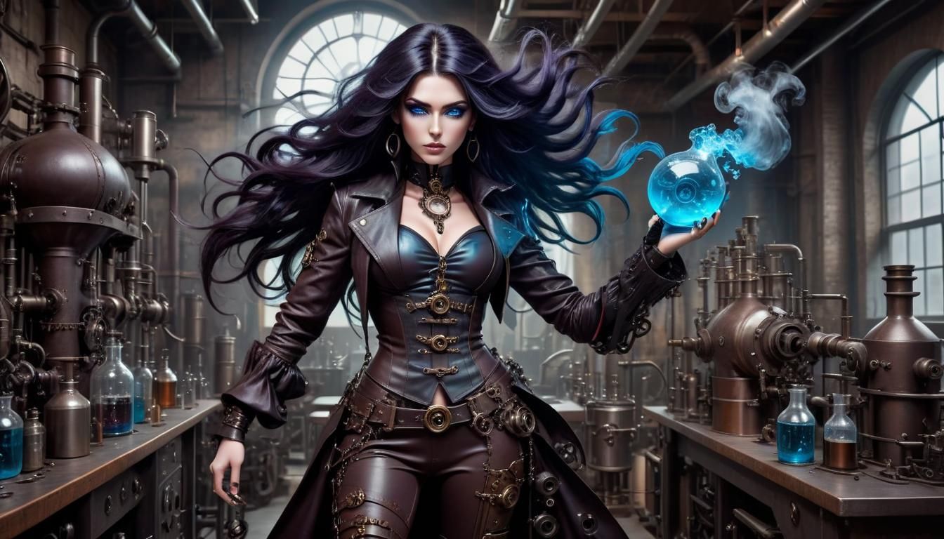 Azure Enchantress: Whisperer of the Whirling Gears - AI Generated ...