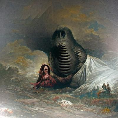 Giant Boob Monster in Dark Fantasy Horror Style
