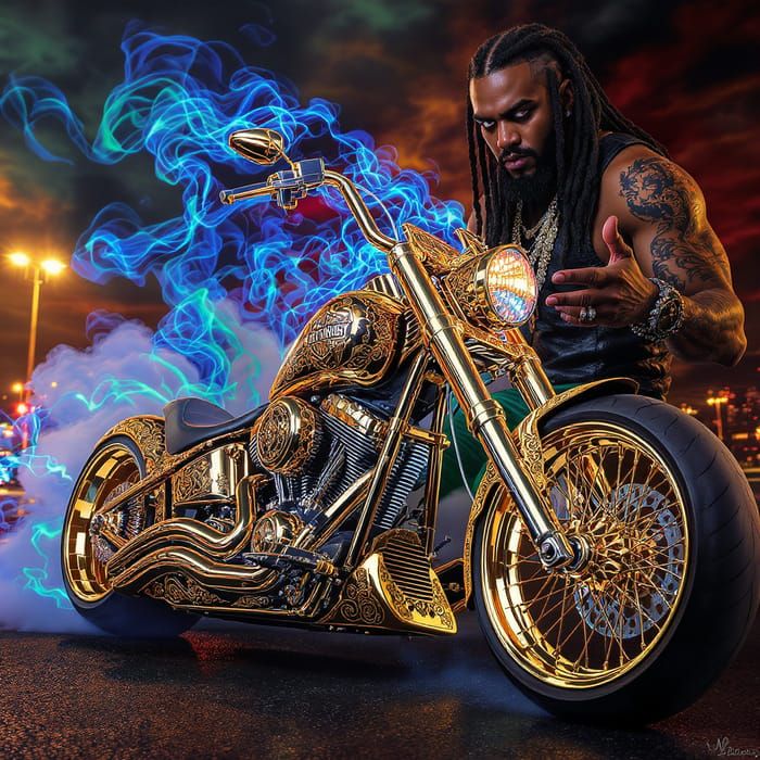image of a custom Harley Davidson chopper
