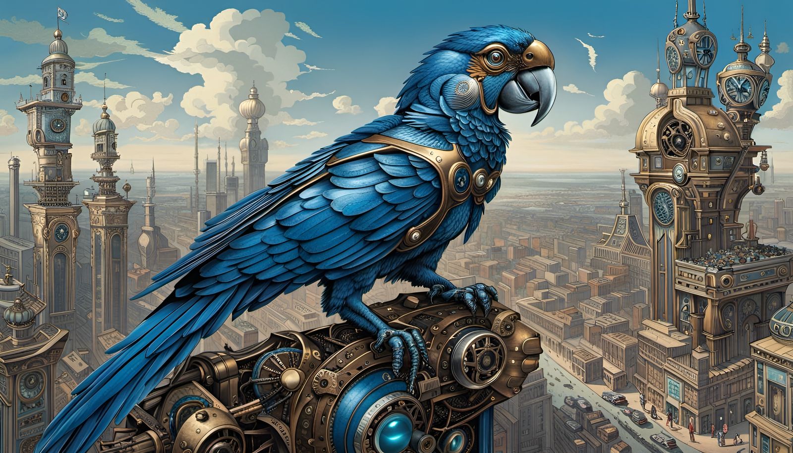 Blue Parrot (Steampunk Style)  by @Fibek