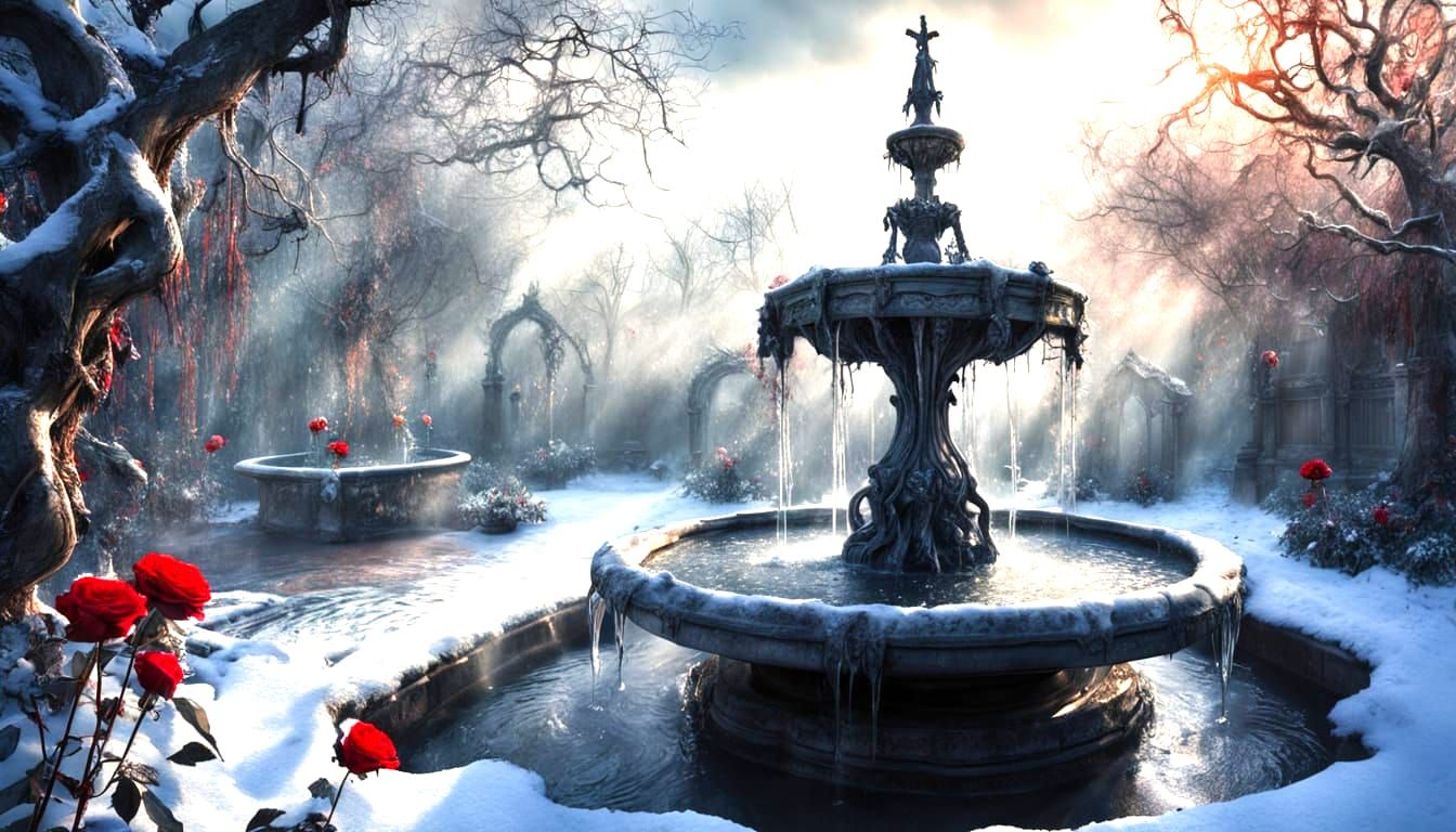 Frosty fountain  by @FarSeeker