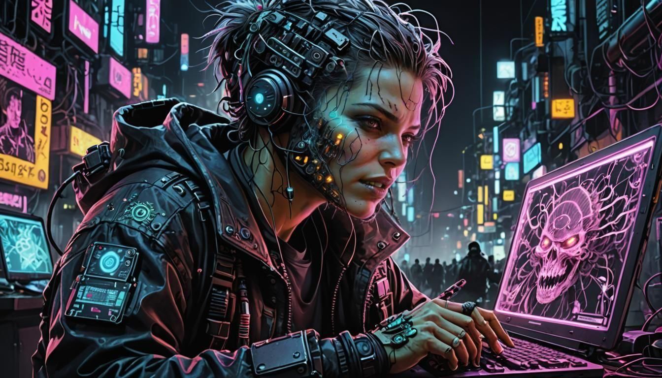 cyberpunk laptop  by @Ghexghe