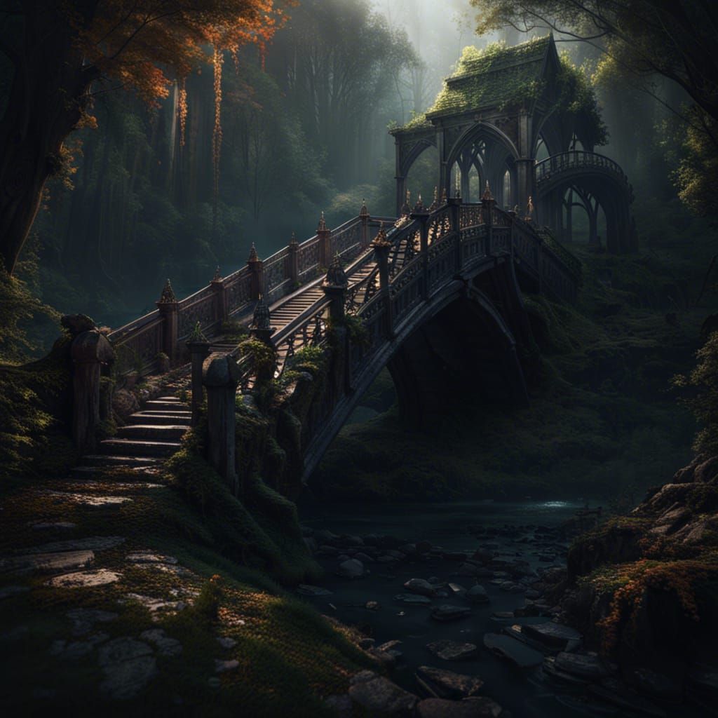 Un pont gothique dans une forêt sombre  by @Beppo