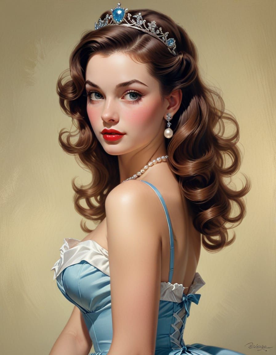 Elegant Princess Portrait in Pin-Up Style
