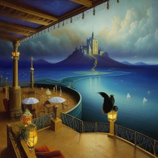 Surreal Luxury Cruise Nighttime Scene with Hyperrealistic De...