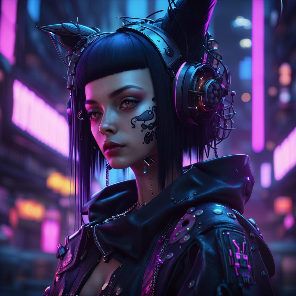 Kuromi being human in Cyberpunk style - AI Generated Artwork ...