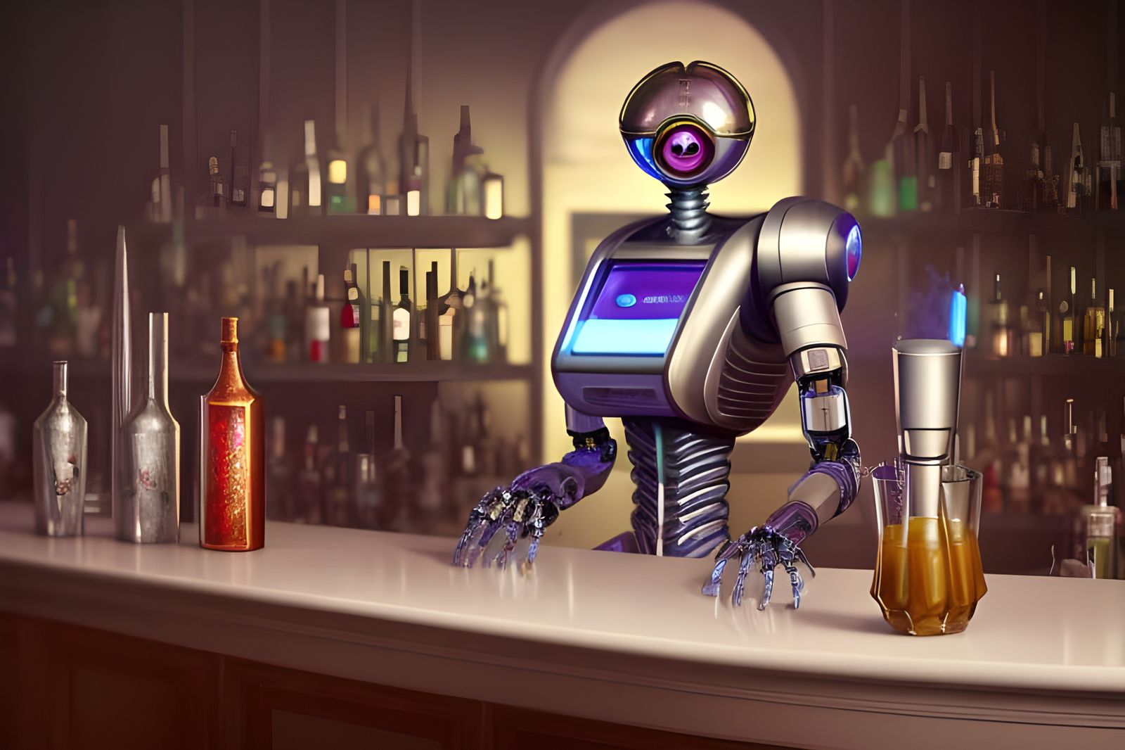 Robot Bartender AI Generated Artwork NightCafe Creator