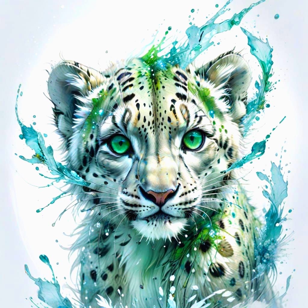 adorable Green Eye Snow Leopard Cub   by @Kosh