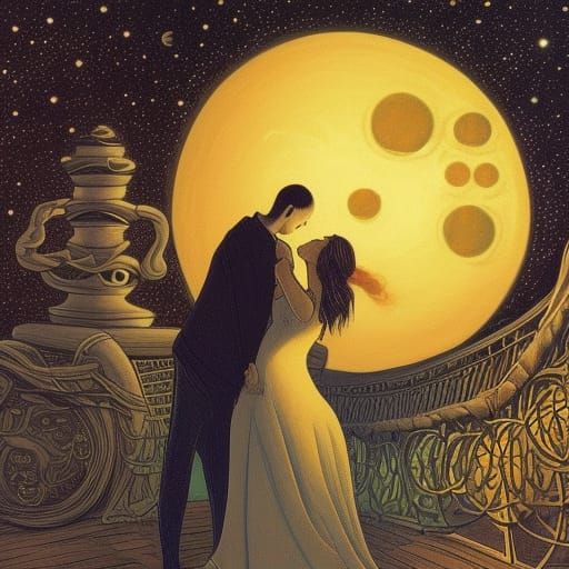 Couple under the moon - AI Generated Artwork - NightCafe Creator