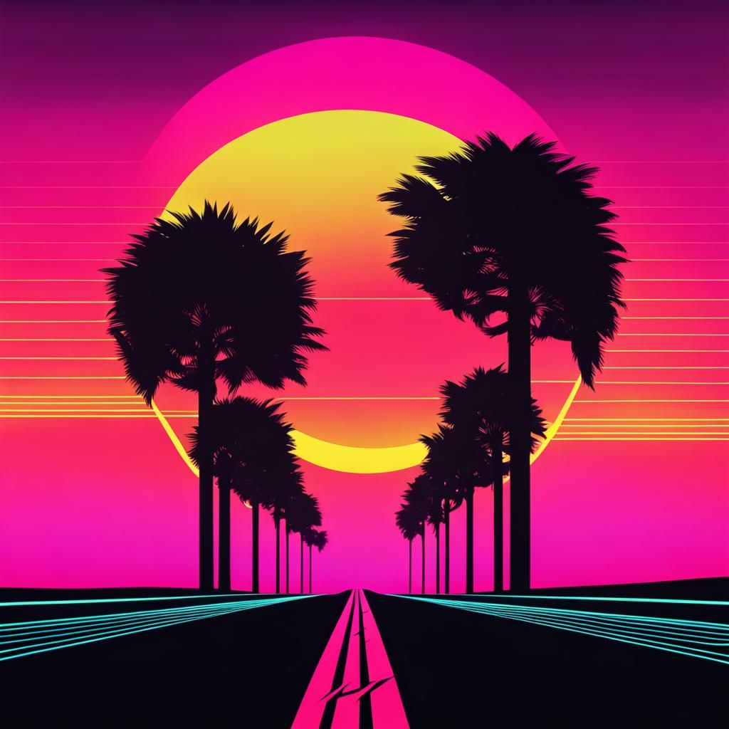 Synthwave Band Album Cover Art - AI Generated Artwork - NightCafe Creator