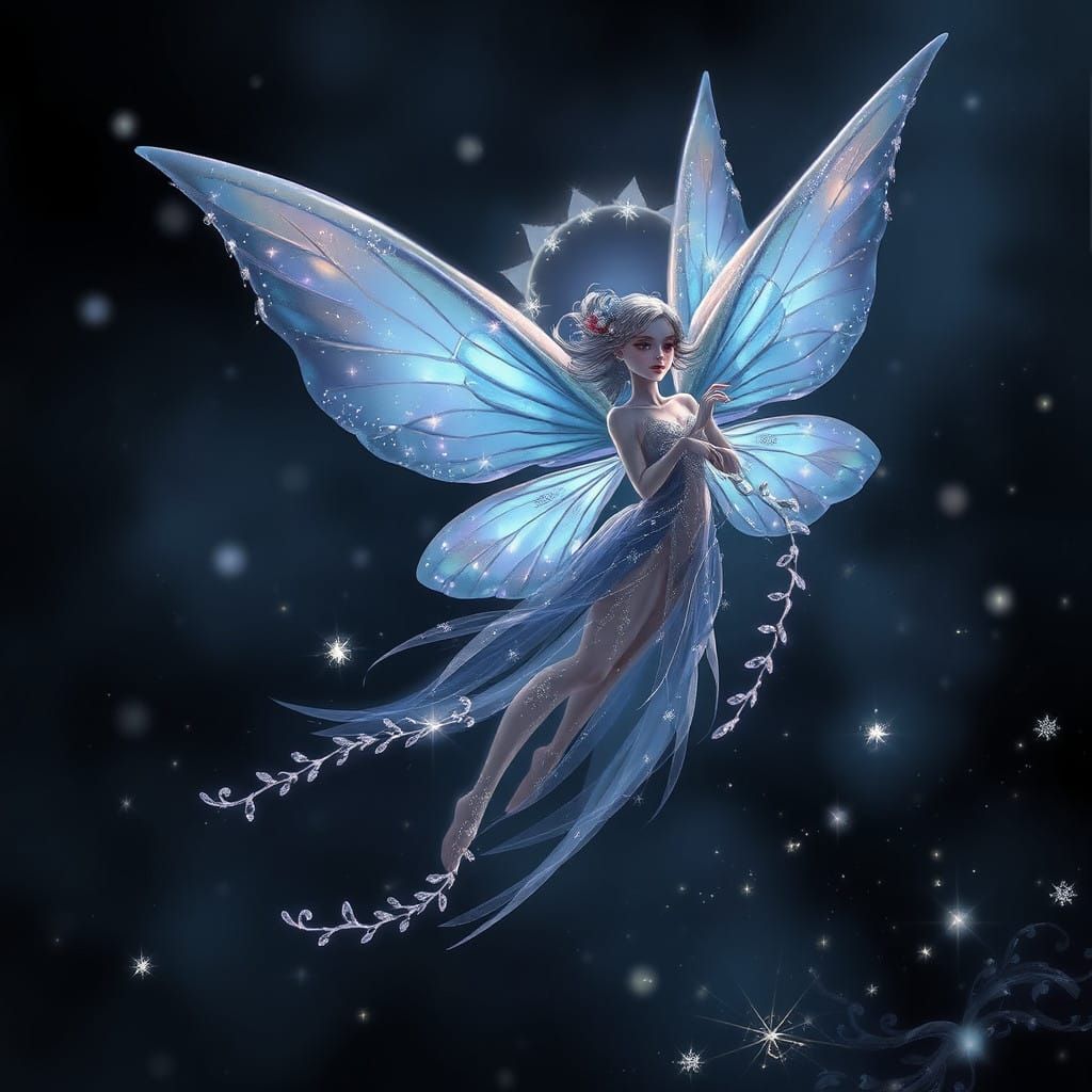 Ethereal Fairy in Iridescent Hues of Blue and Purple, with S...