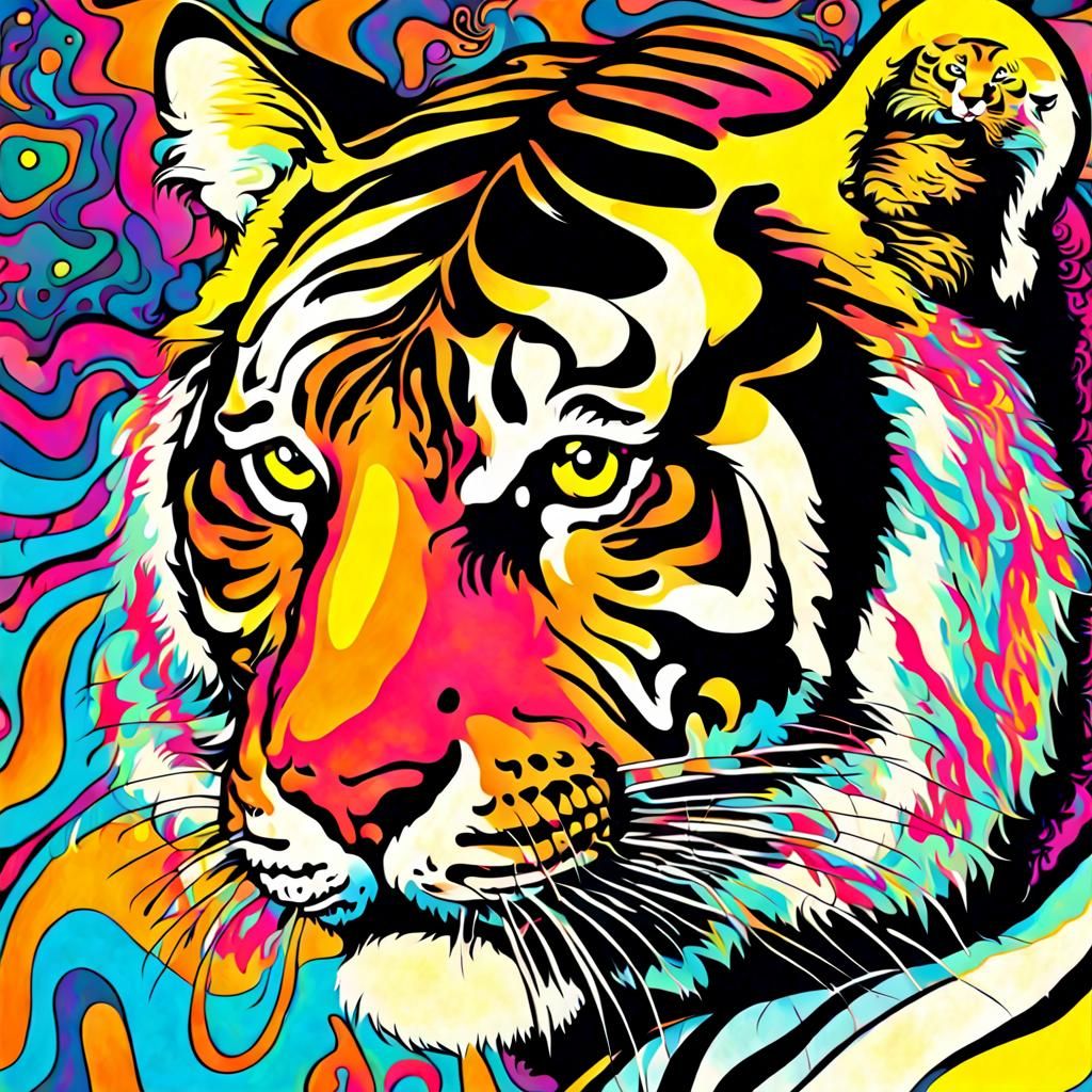 Tiger Psychedelic 1960s - Ai Generated Artwork - Nightcafe Creator