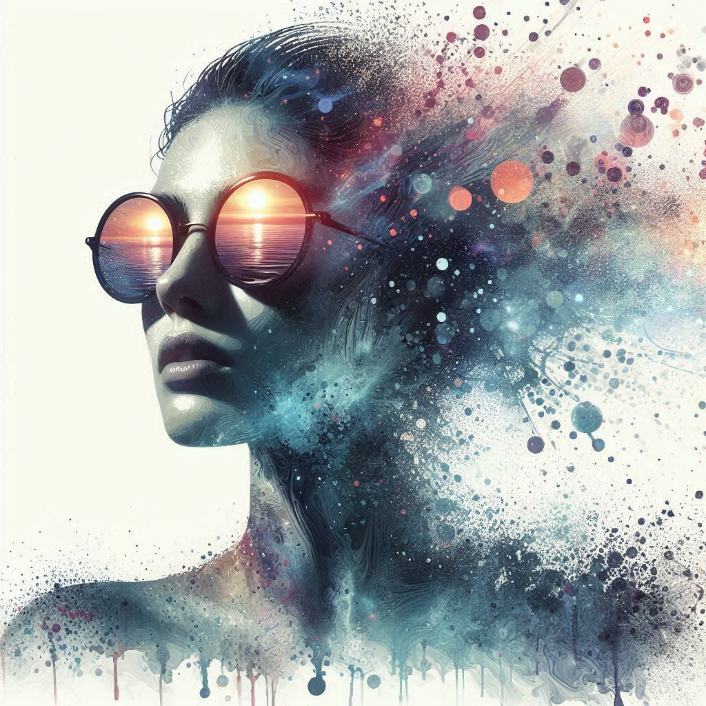 double exposure beautiful fantasy DALL-E 3 portrait landscap...