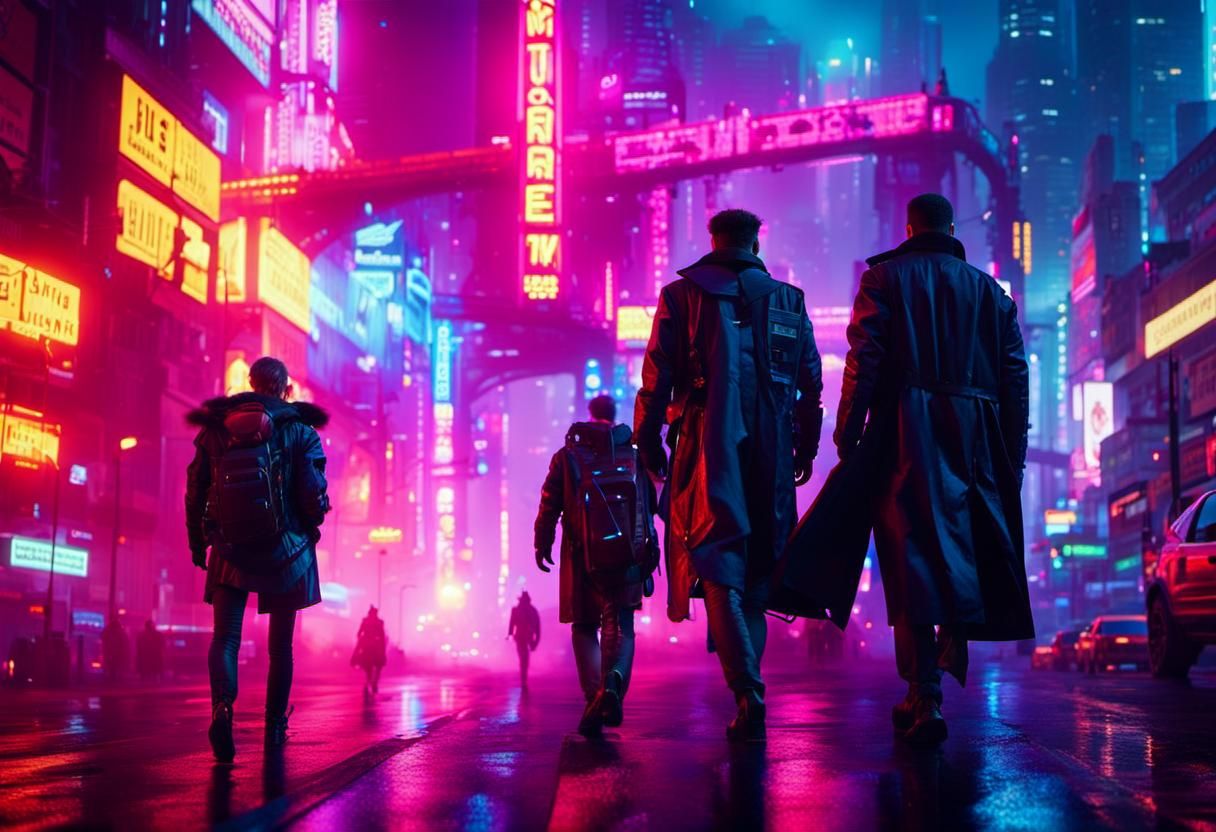 Night city. Futuristic .