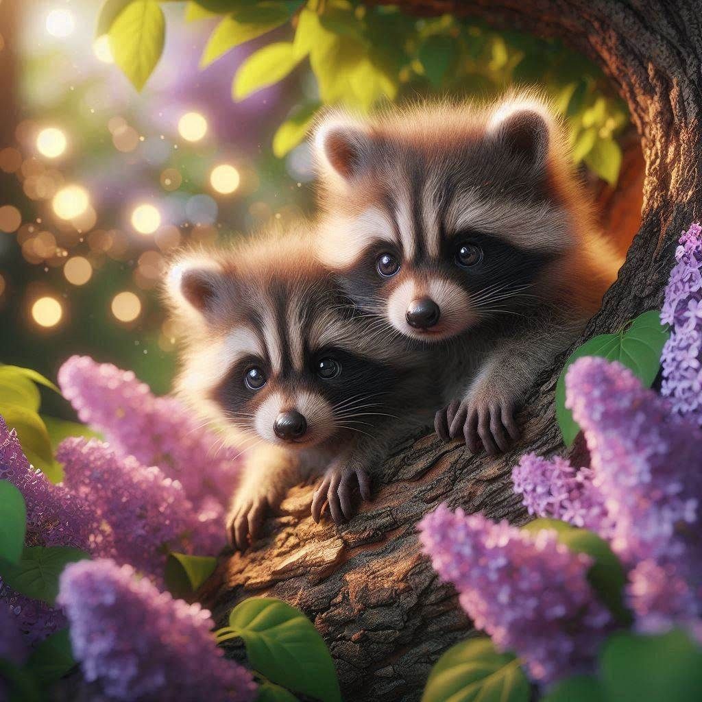 Cute baby Racoon bandits