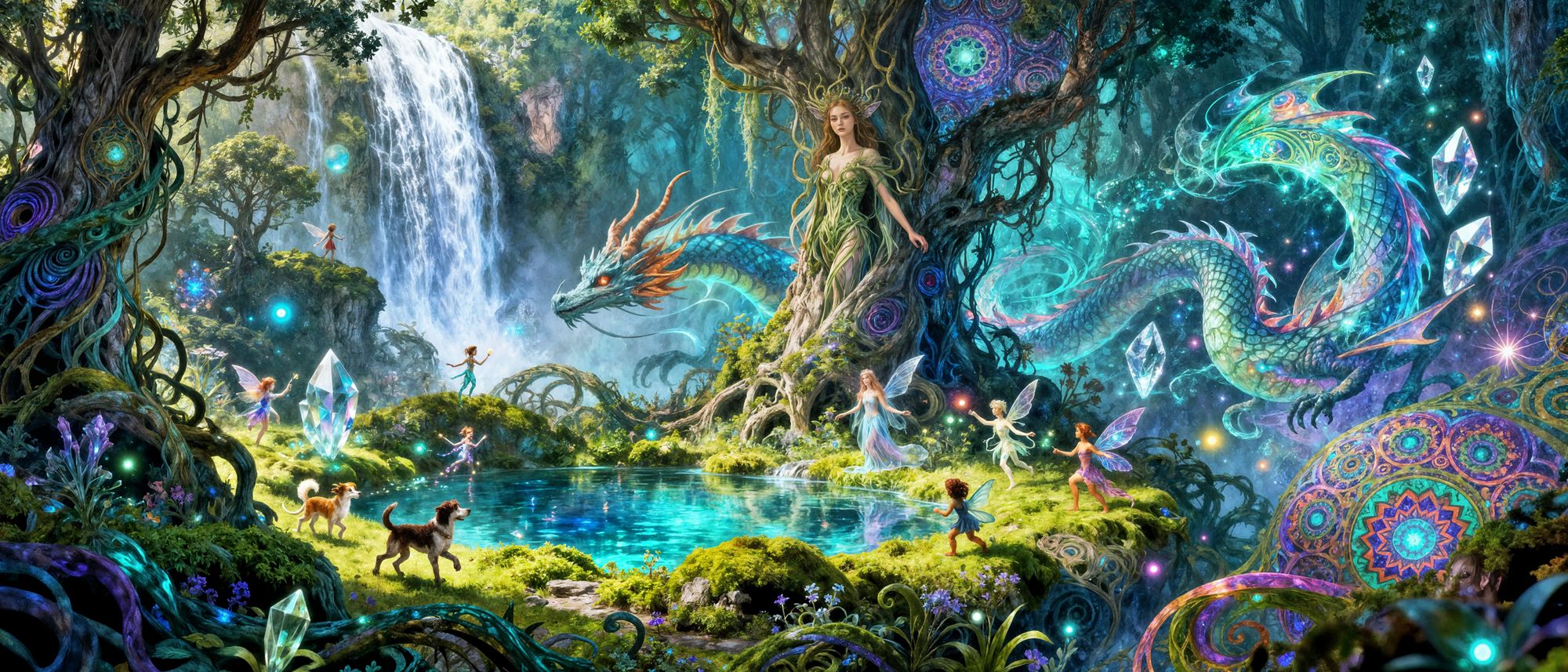 Fey World kaleidoscope. A Fey world from D&D that's a trippy but beautiful kaleidoscope. Replete with dryads, nyads, blink-dogs, satyrs, and...