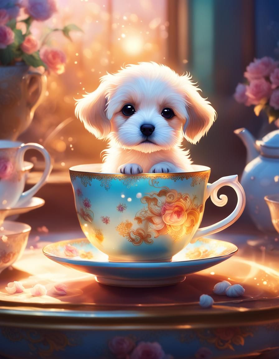 A tea party with my puppy  by @JeniCreatives