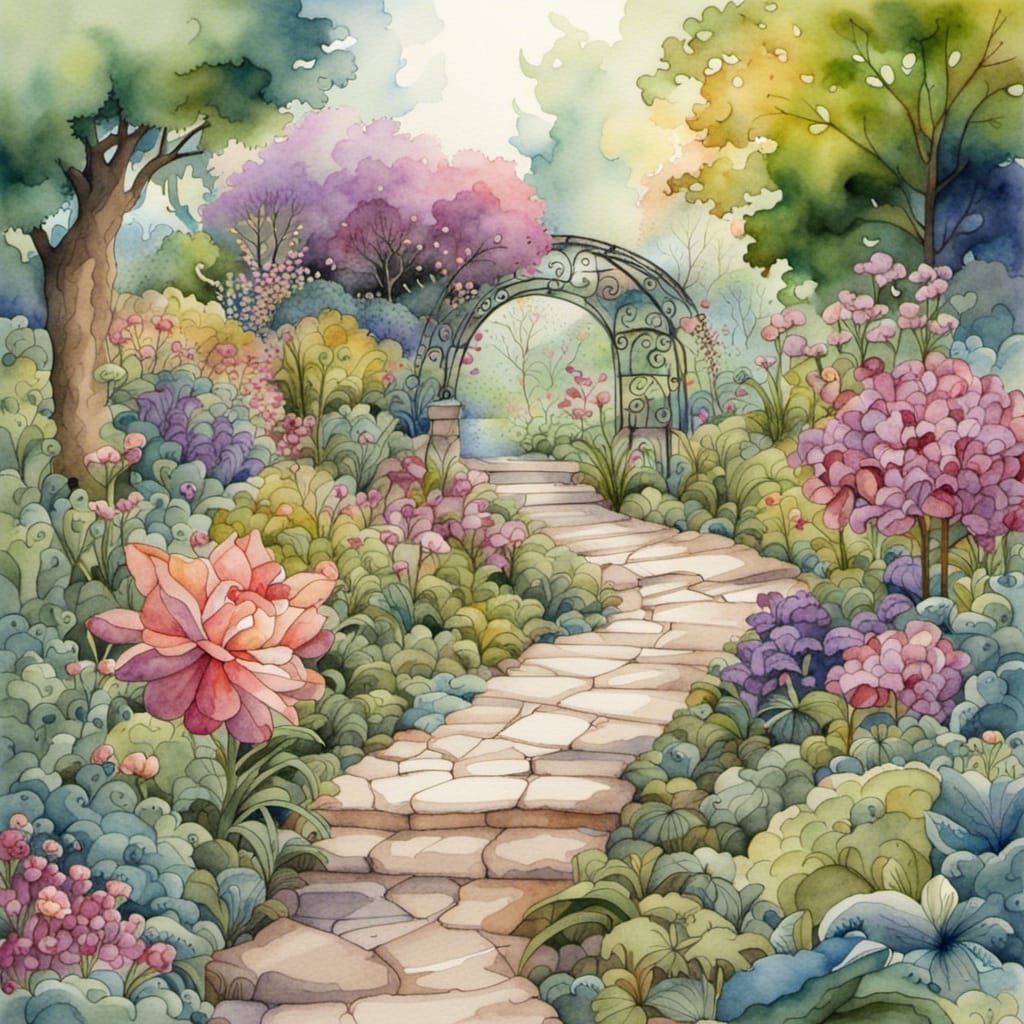 Watercolor Garden  by @Koffee