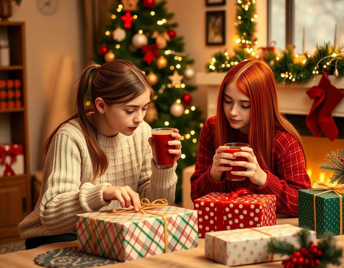 Sisters Wrapping some Presents