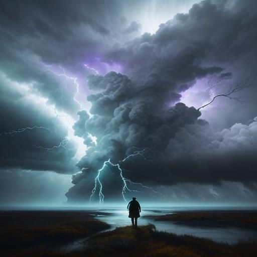 Surreal Stormscape in Vibrant Colors and Chaotic Light