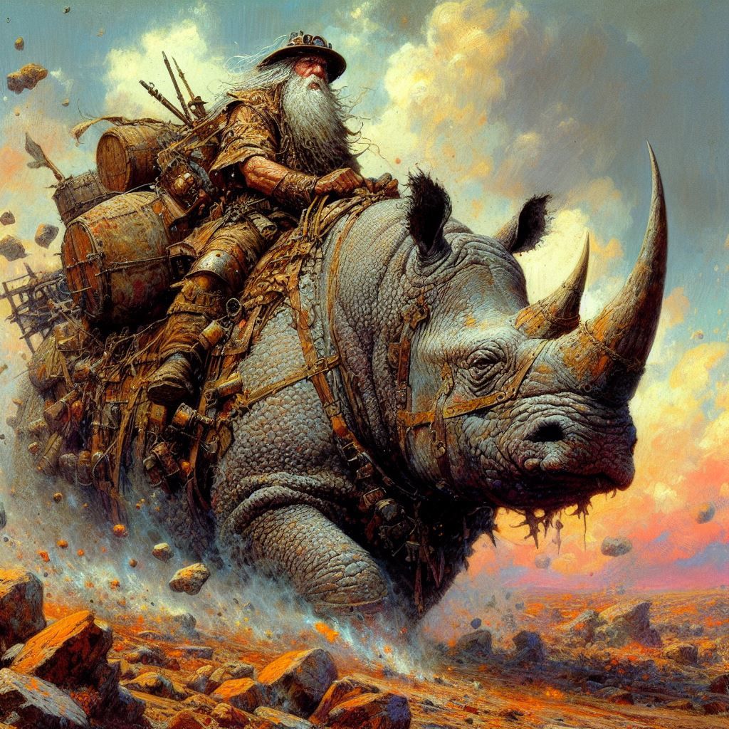 Gold Prospector on his trusty Rhino