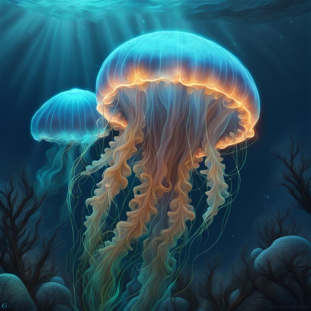 Bioluminescence from an underwater sea - AI Generated Artwork ...