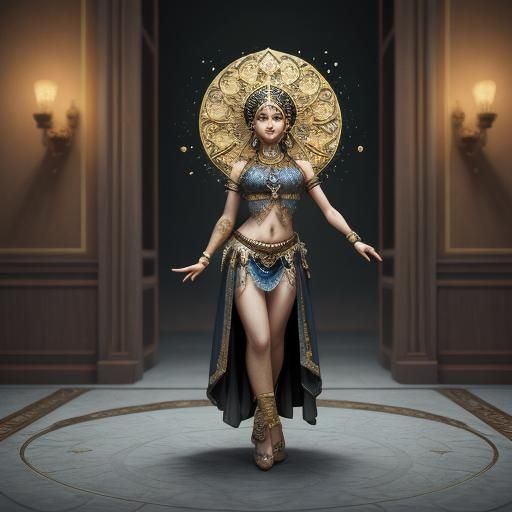 Persian Dancer in a Surreal Night Banquet Scene