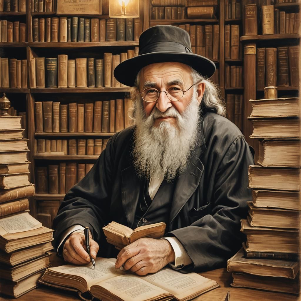 Traditional Rabbi Chaim Kanievsky Portrait in Warm Golden Li...