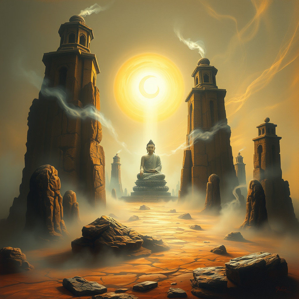 Surreal Landscape of Soft, Ethereal Light and Ancient Stone....