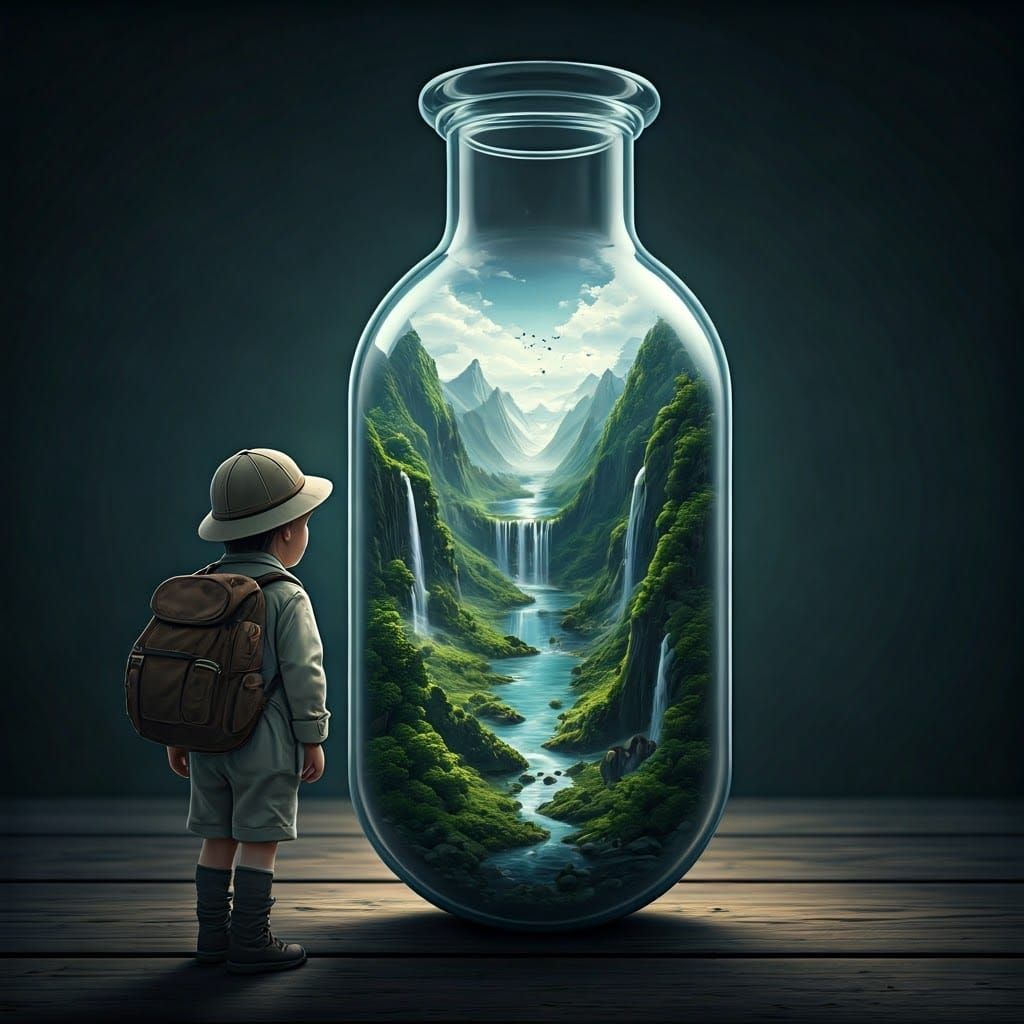 Child Explorer Discovers Miniature Fantasy World