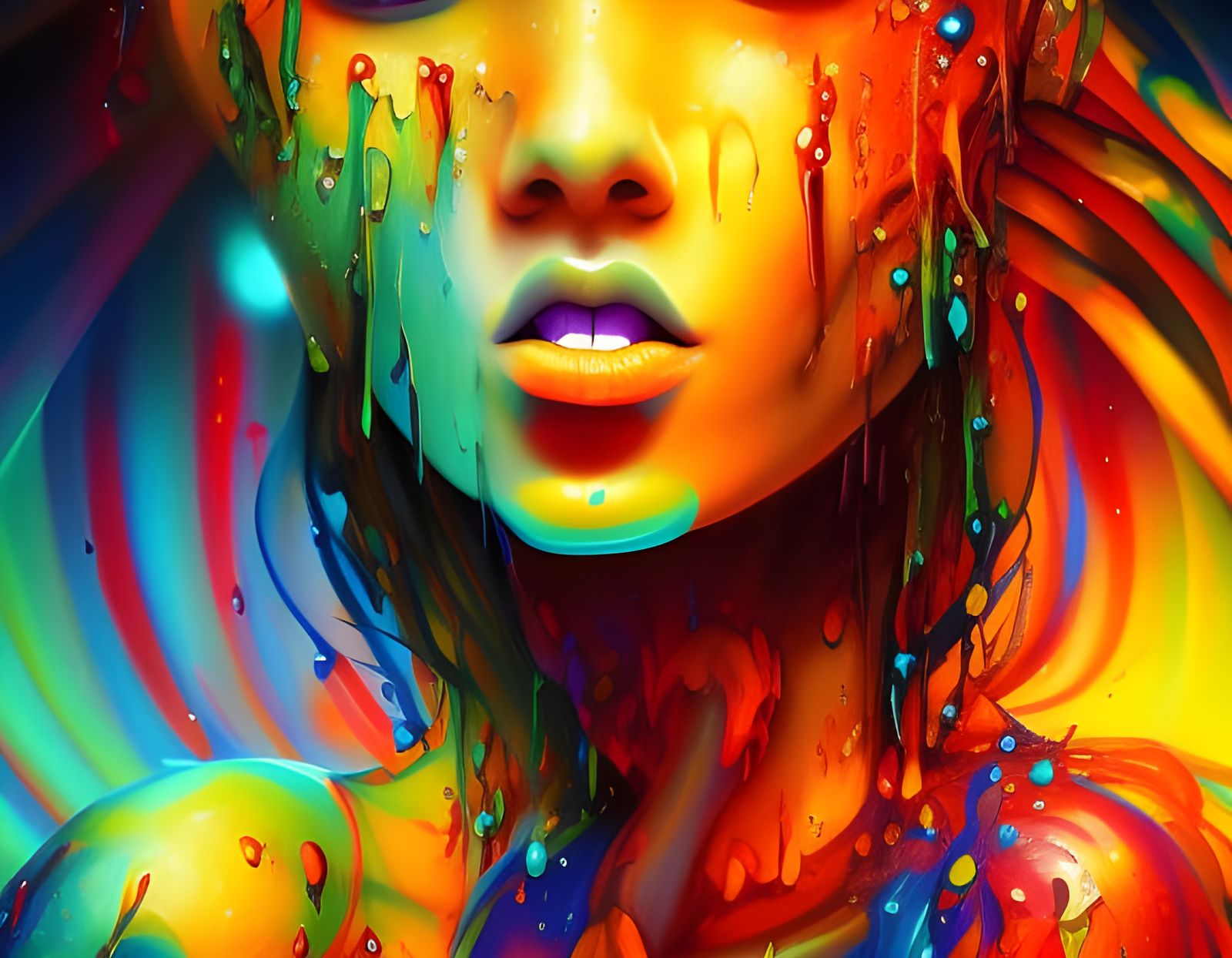 Splash Art, beautiful woman, Surrealistic, Epic, Artstation, Splash