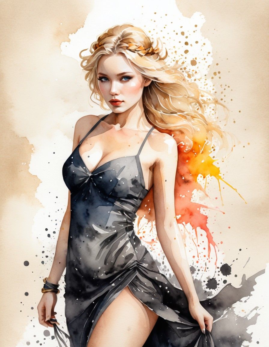 Blonde woman - Ink sketch