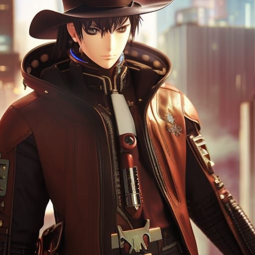 Premium Photo | Hand Drawn Tall Male With a Duster Coat and Cowboy Hat Wild  West Style anime illustration creative