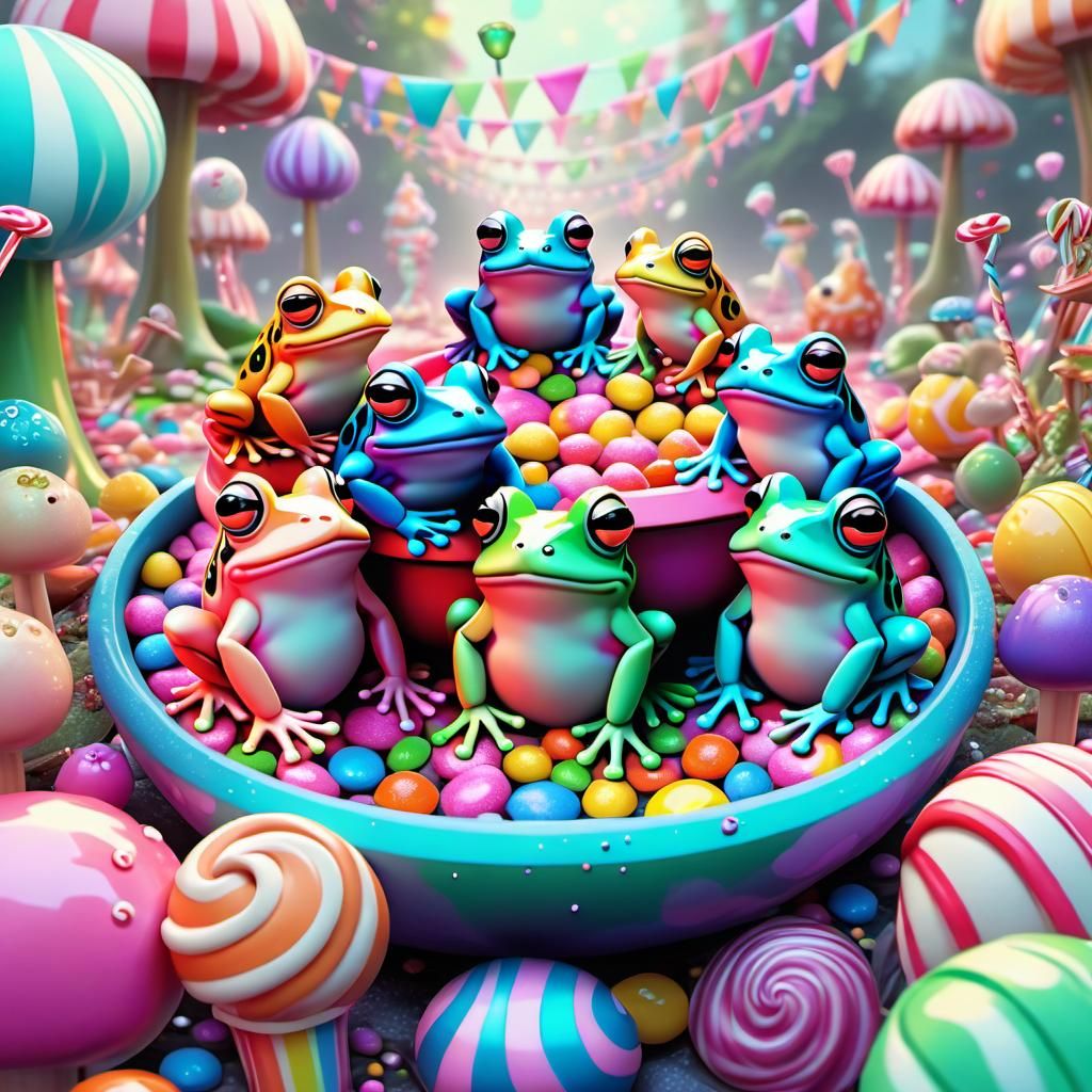 Magical Festival Of Tiny Frogs - Ai Generated Artwork - Nightcafe Creator