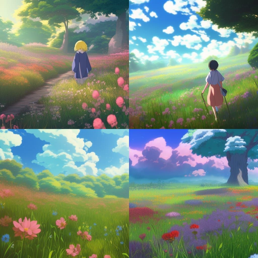 Anime Meadow - AI Generated Artwork - NightCafe Creator