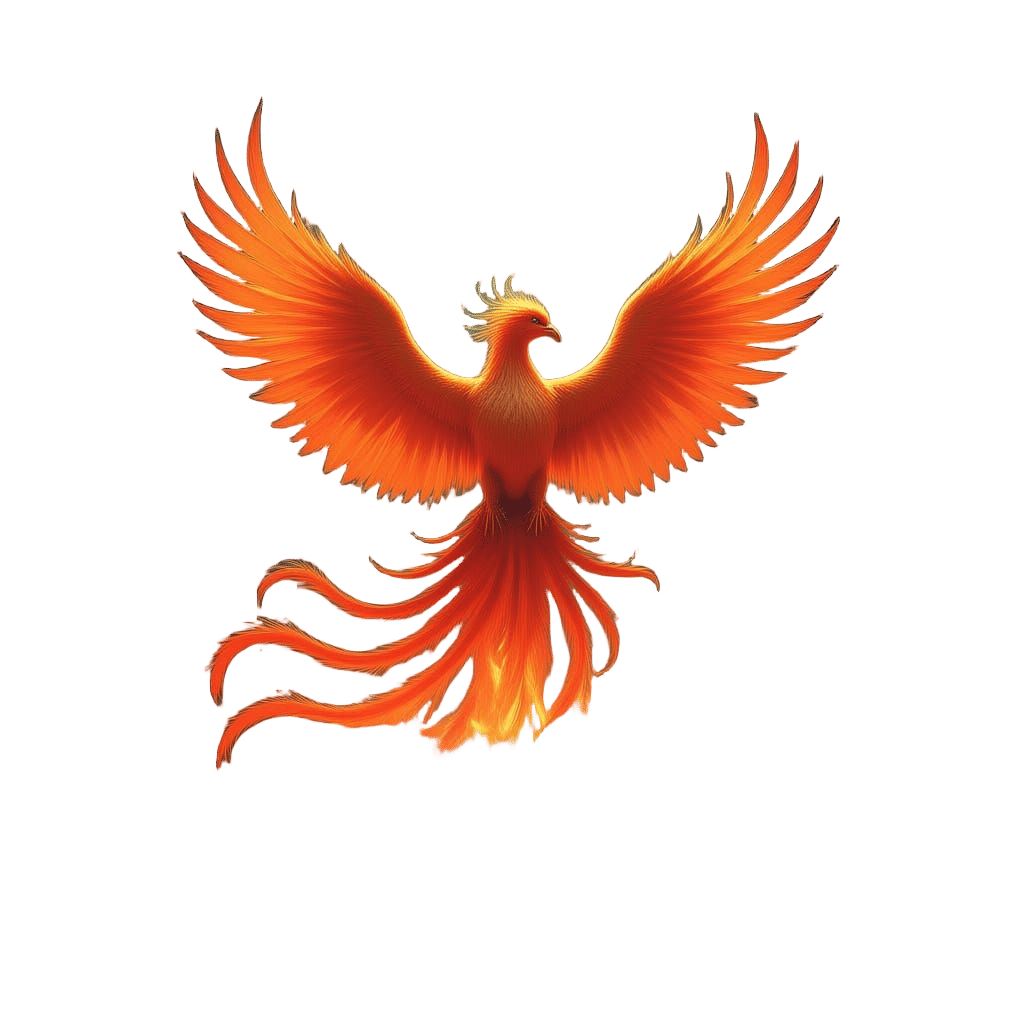 A majestic phoenix, its feathers a cascade of molten gold and fiery crimson, erupts from a bed of ancient, glowing embers. The scene is set ...