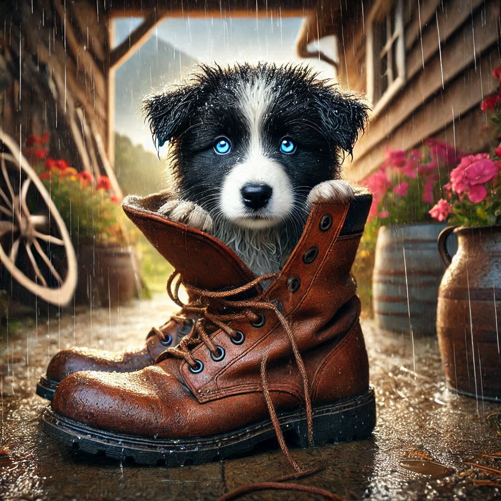 Border Collie in the Rain