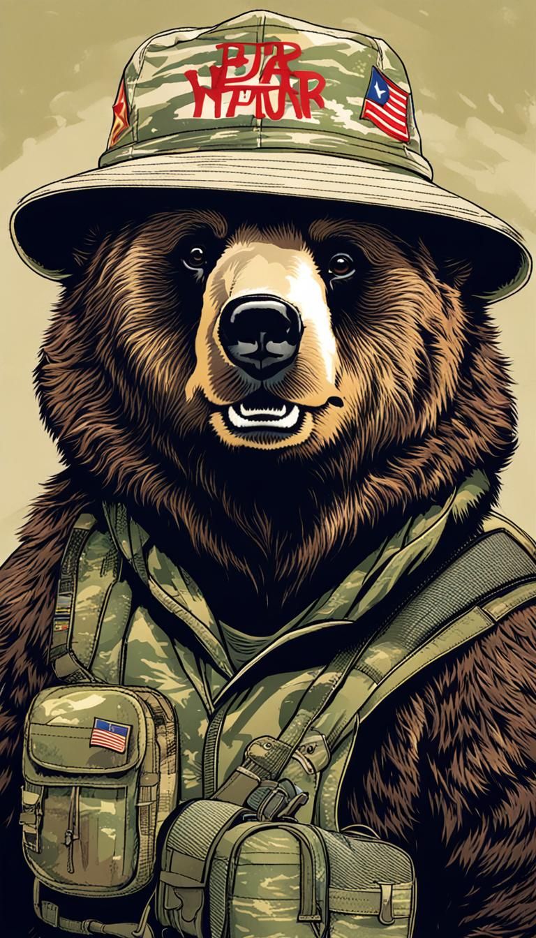 Bear in Traditional Vietnamese Conical Hat