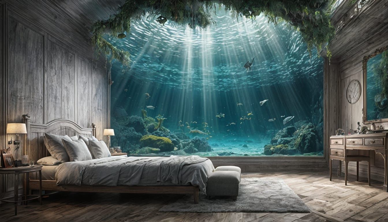 🌊🛏️🌊🐟 Underwater Bedroom/ Human Life Underwater