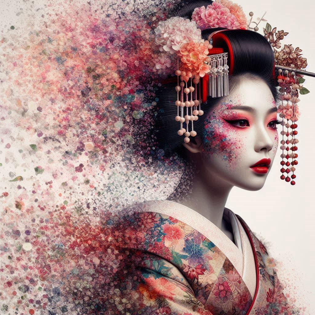 double exposure beautiful fantasy DALL-E 3 portrait landscape..