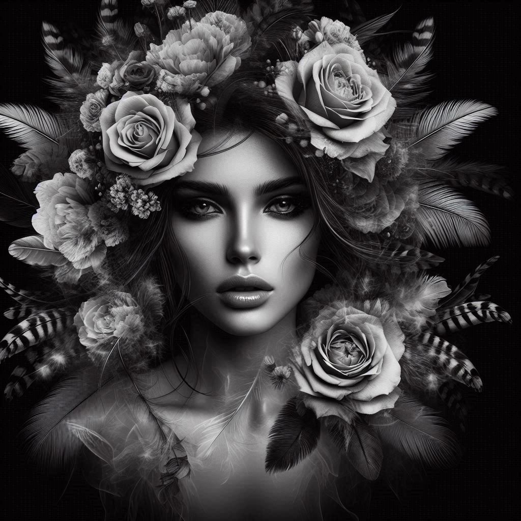 DOUBLE EXPOSURE ROSES BLACK AND WHITE