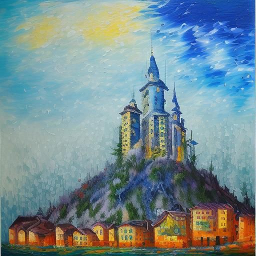 Ski Jumpers in a Neo-Expressionist Winter Wonderland