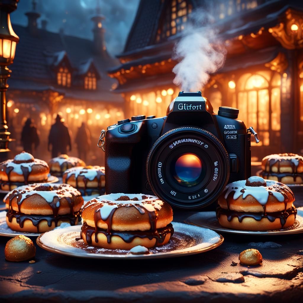 Sufganiyot in a Golden Haze