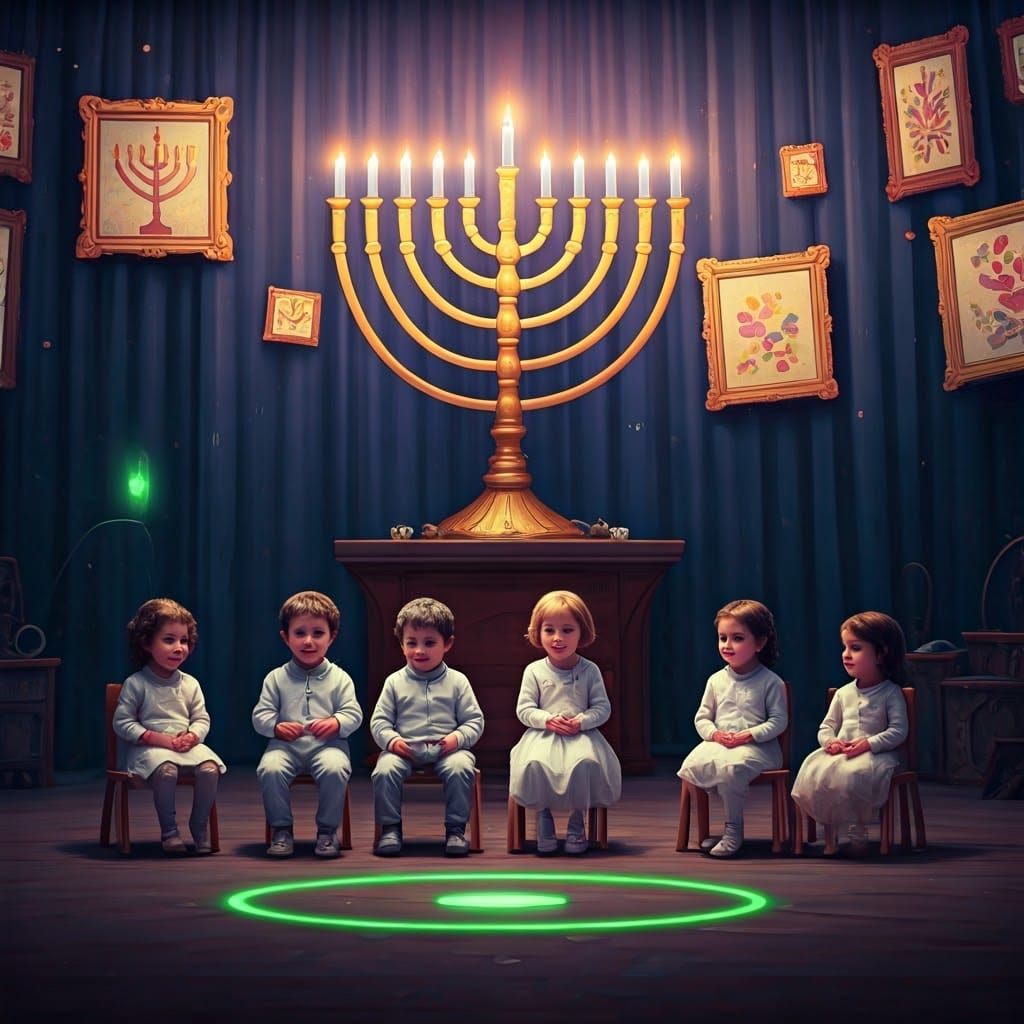 Joyful Hanukkah Celebration with Whimsical Children