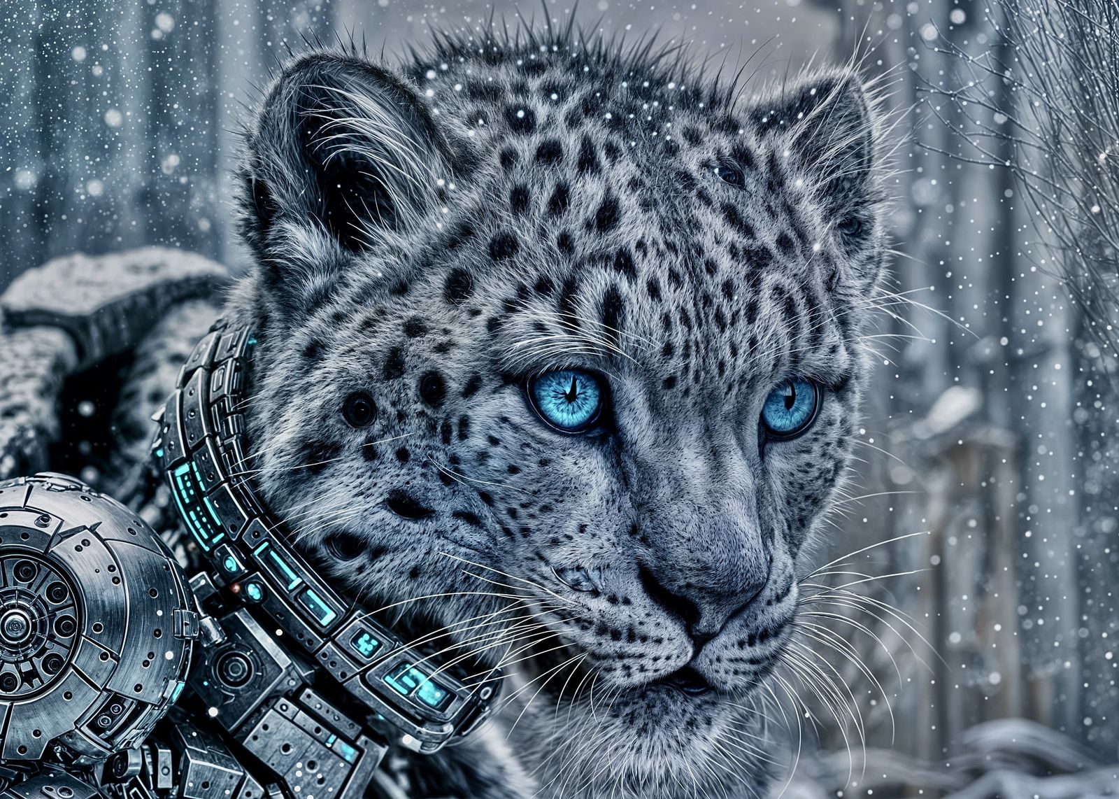 Snow leopard cyborg