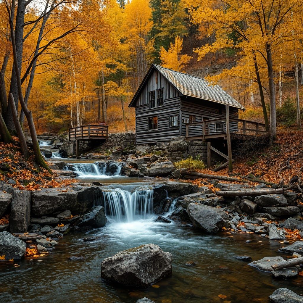 Autumn settles gently over A waterfall   by @Michael Hendrickson