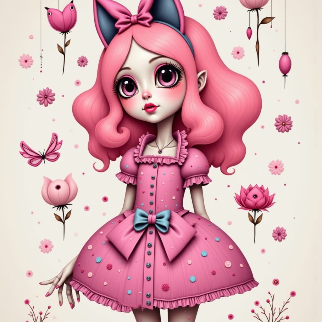 <lora:NICOLETTA  AND MARK:1.0> pink character