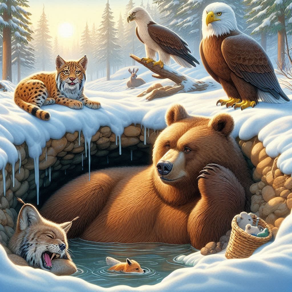 Grizzly Bear in the flooded hibernation den